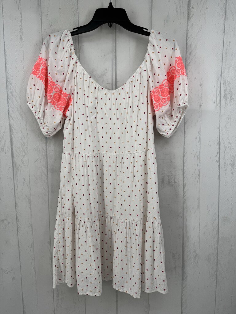 S swiss dot embroidered v-neck s/s dress