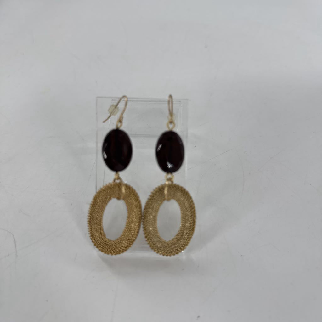 gold & brown dangle earrings