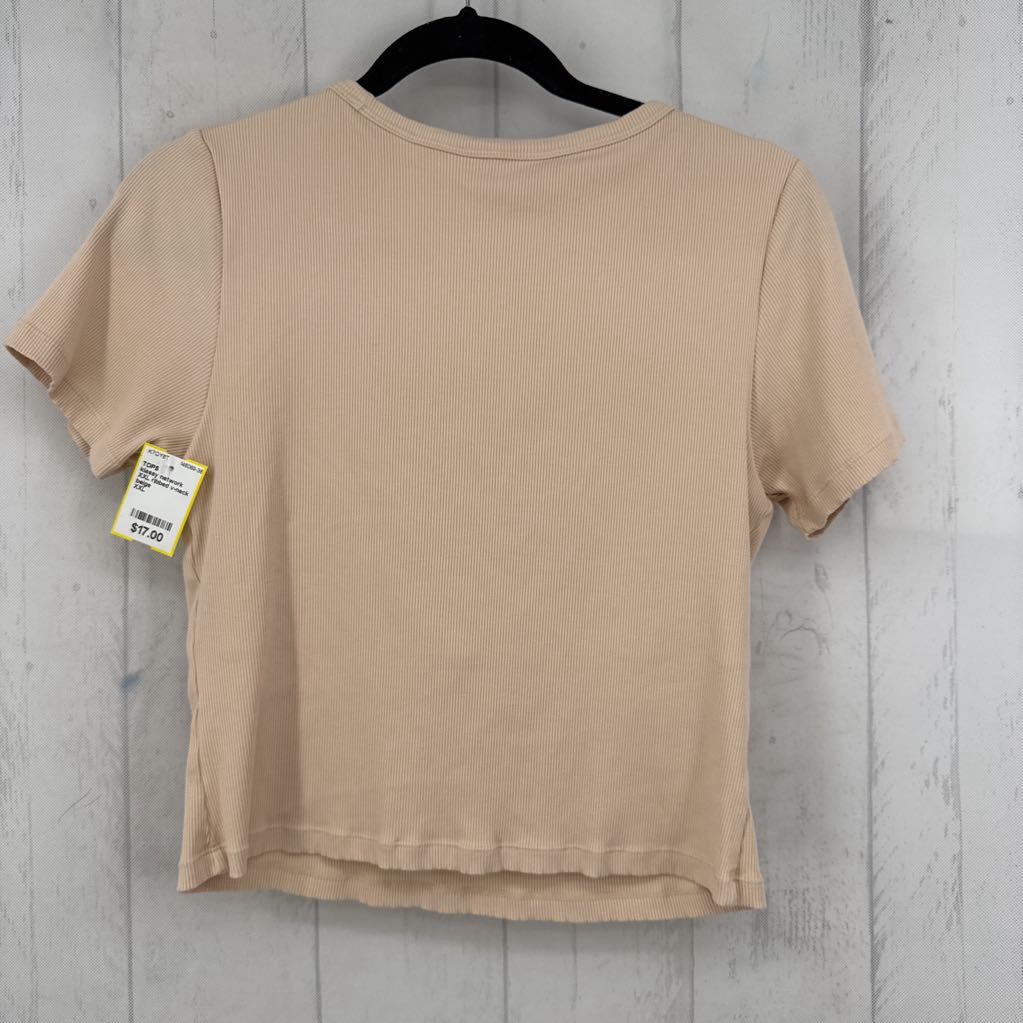 XXL ribbed v-neck s/s cropped tee