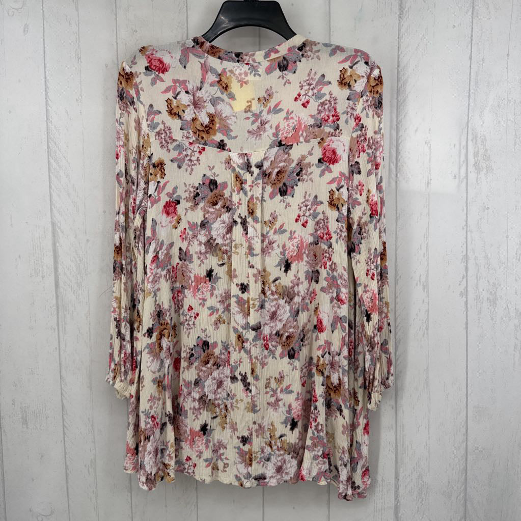 S flo print notch neck l/s top