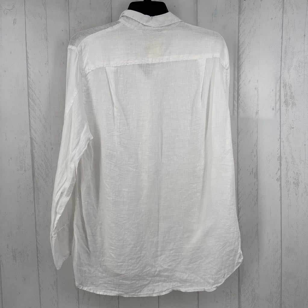 S linen blendbutton down l/s top