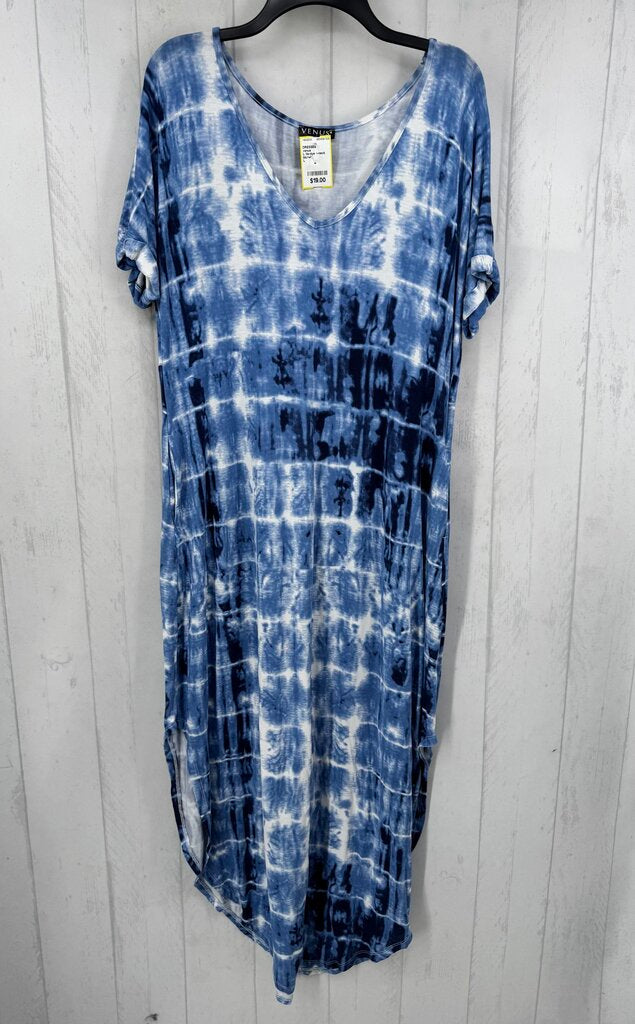 L tie-dye v-neck s/s dress