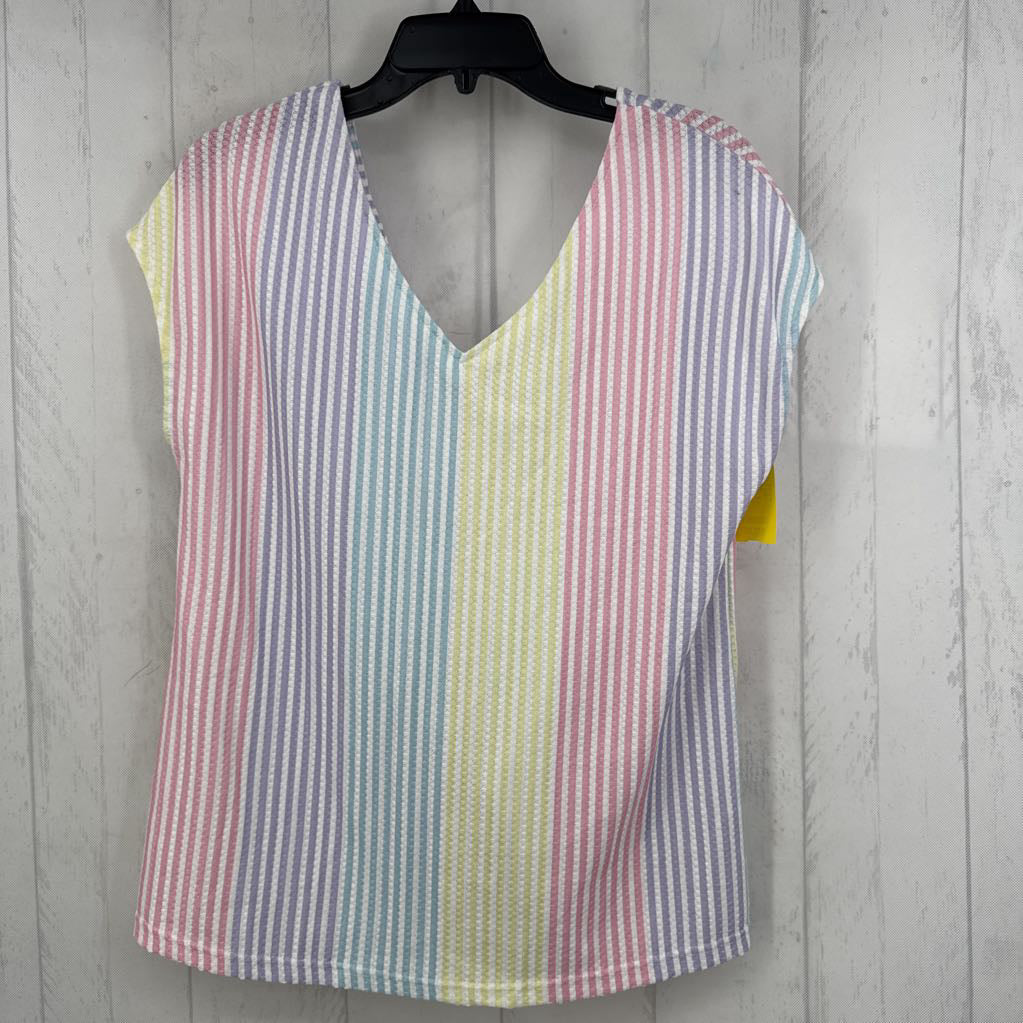 M striped bow back cap slv top