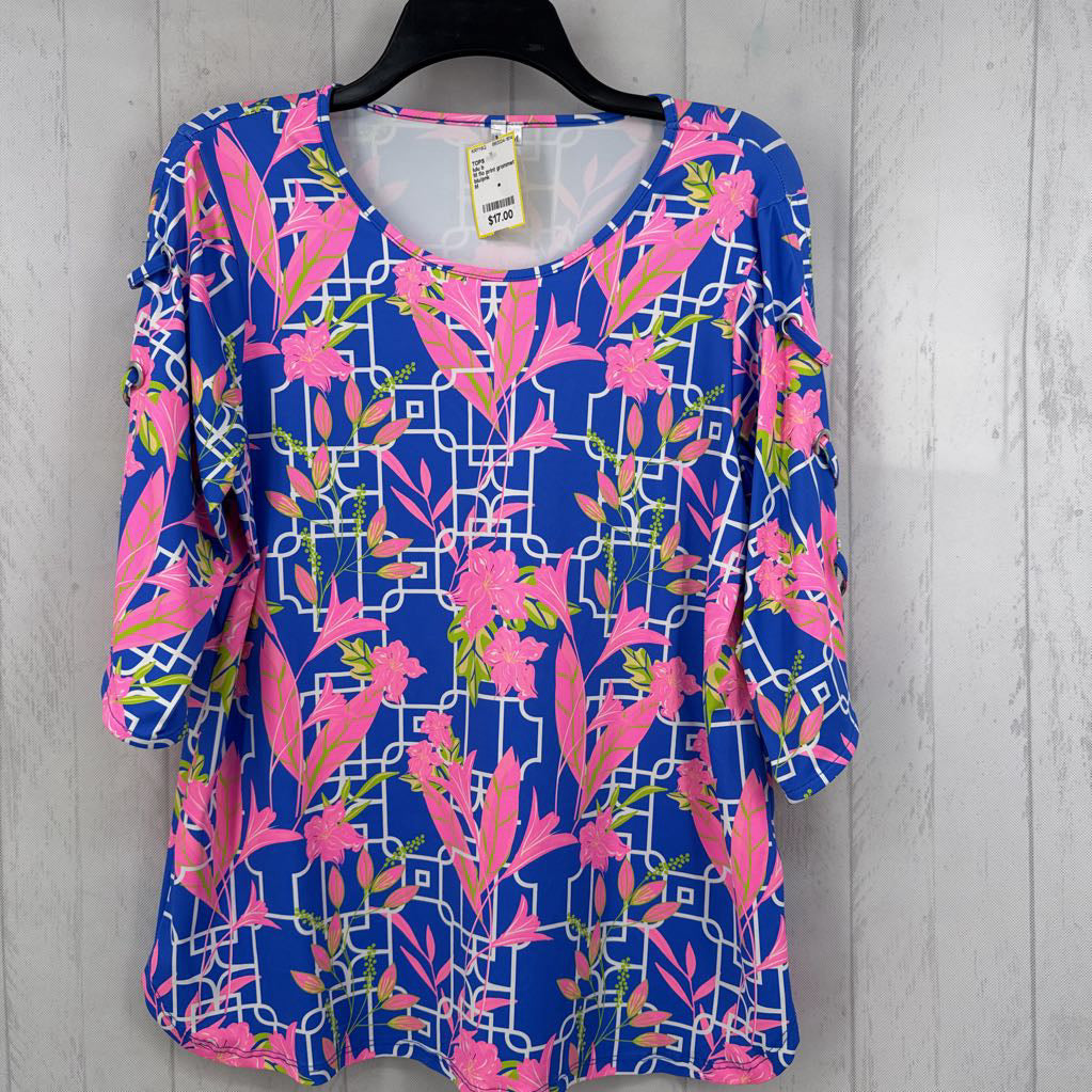 M flo print grommet s/s top