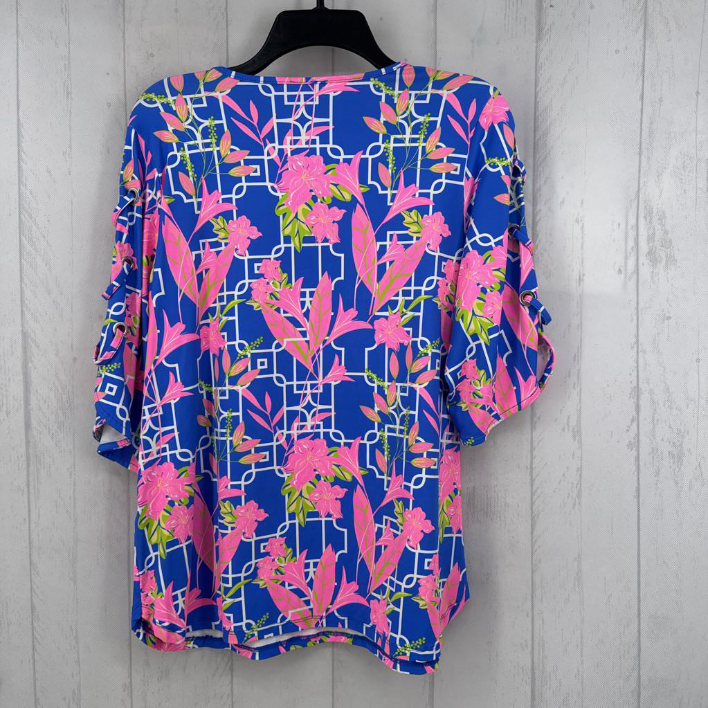 M flo print grommet s/s top