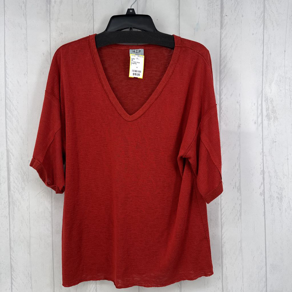 L v-neck drop shoulder s/s top