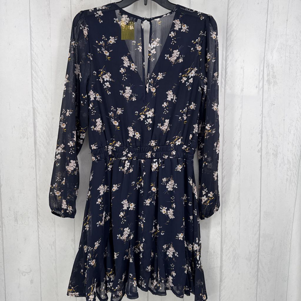 M flo print crossover l/s dress