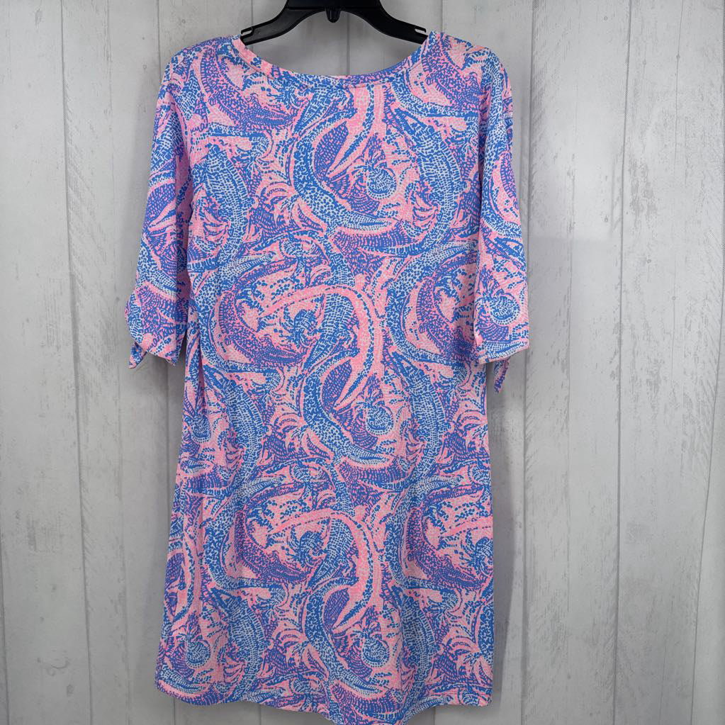 S printed elbow slv dress