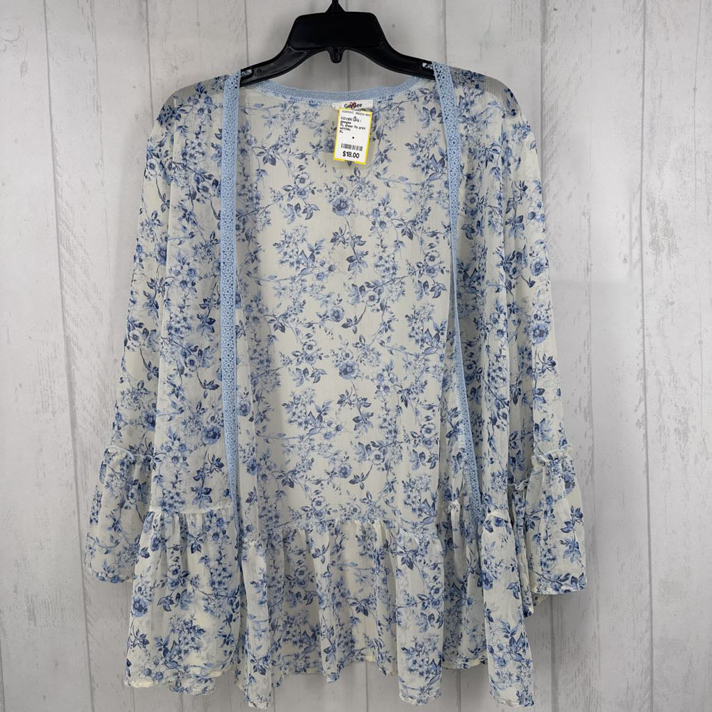 XL sheer flo print flutter slv cardi