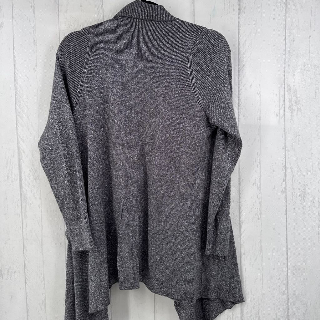 2X shimmery draped front cardi