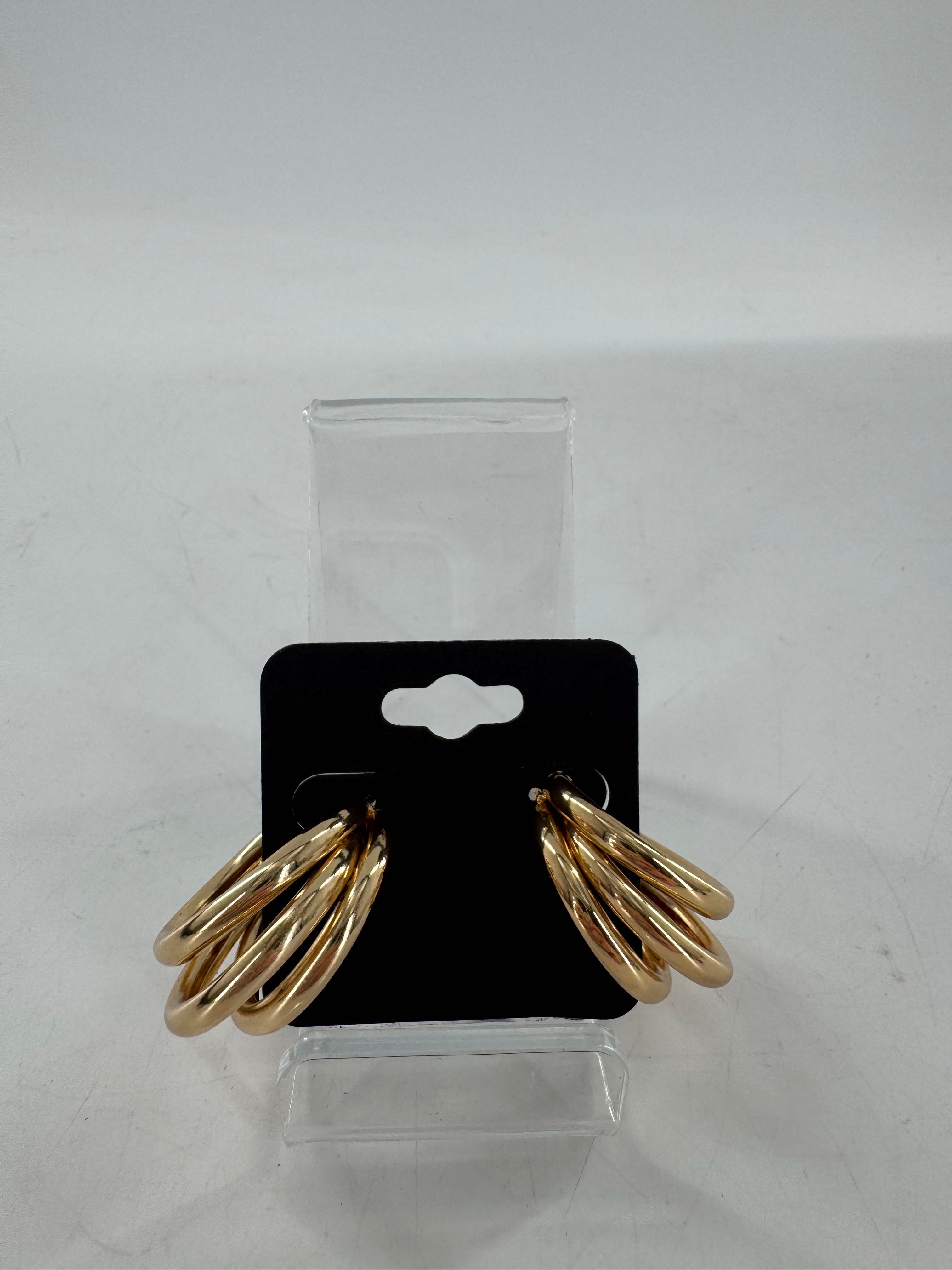 gold triple hoop earrings