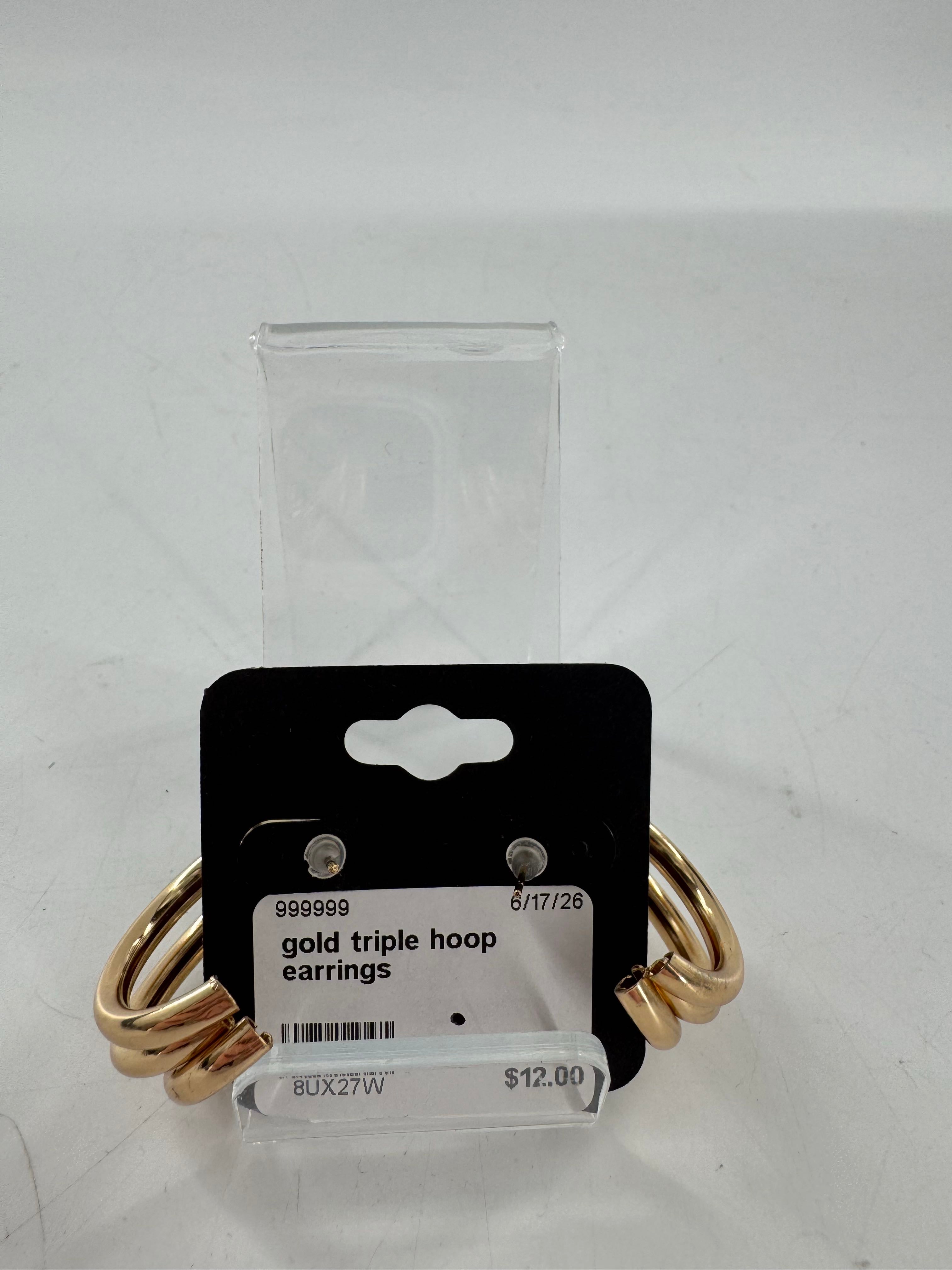 gold triple hoop earrings