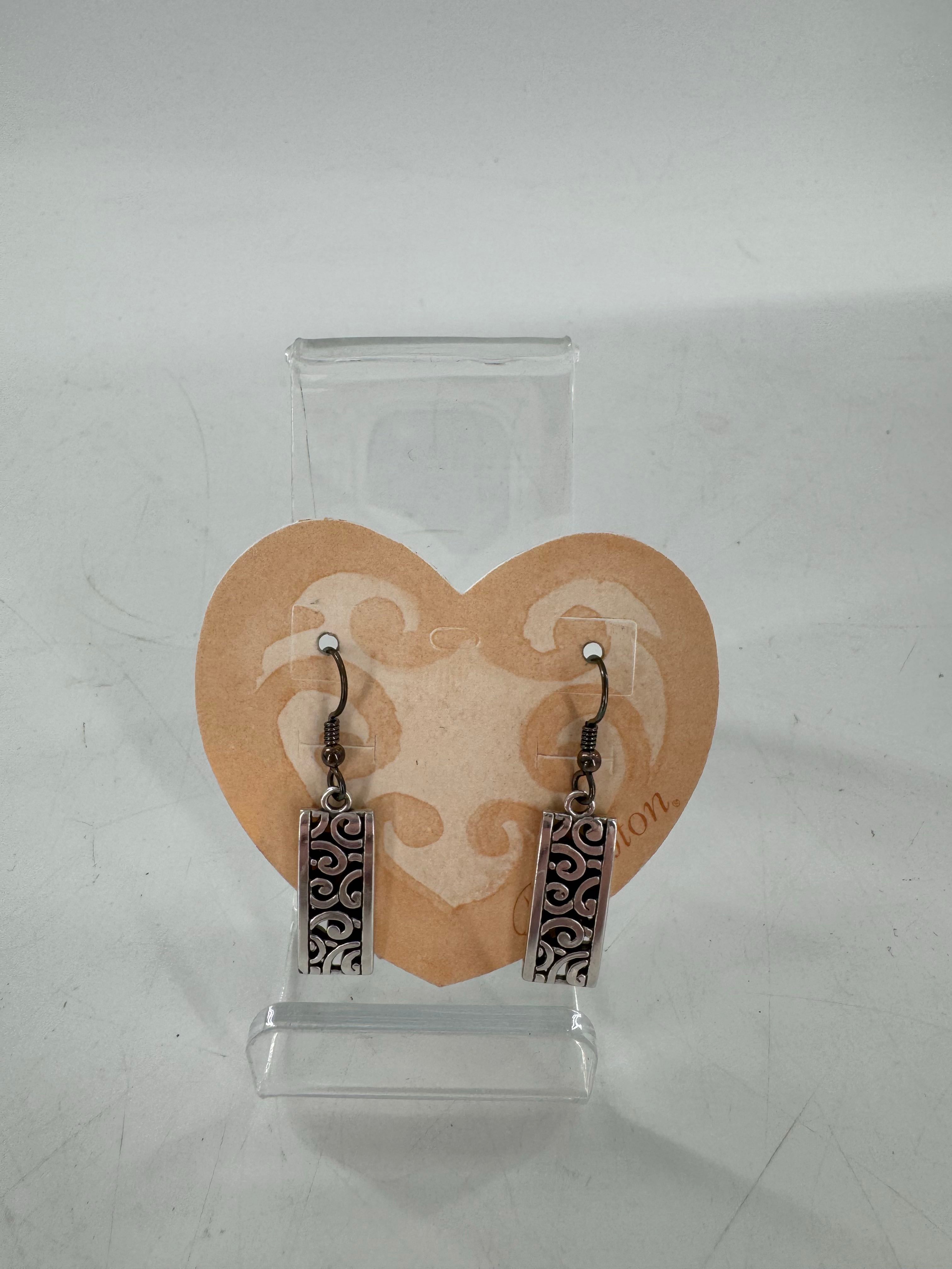 silver scroll dangle earrings
