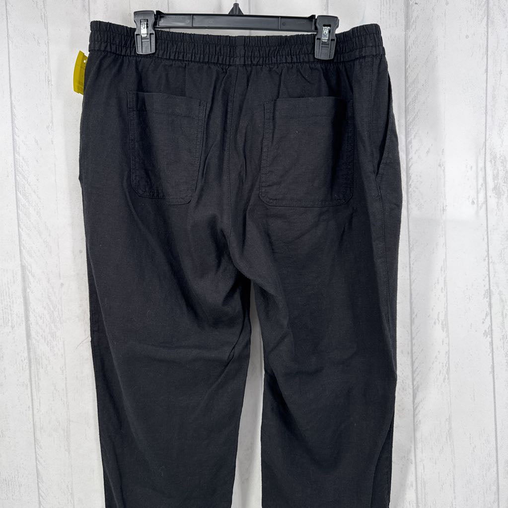 L pull-on linen blend pant