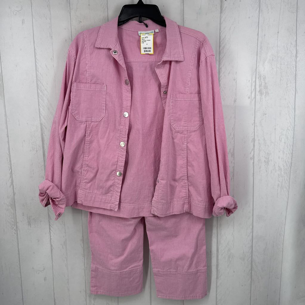 L/10 2pc striped jacket & pants set