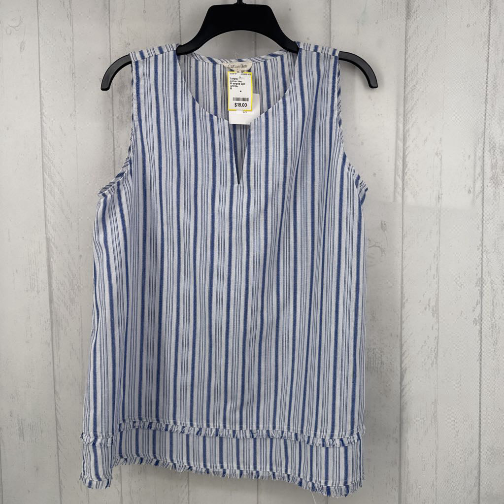 M striped split neck tank