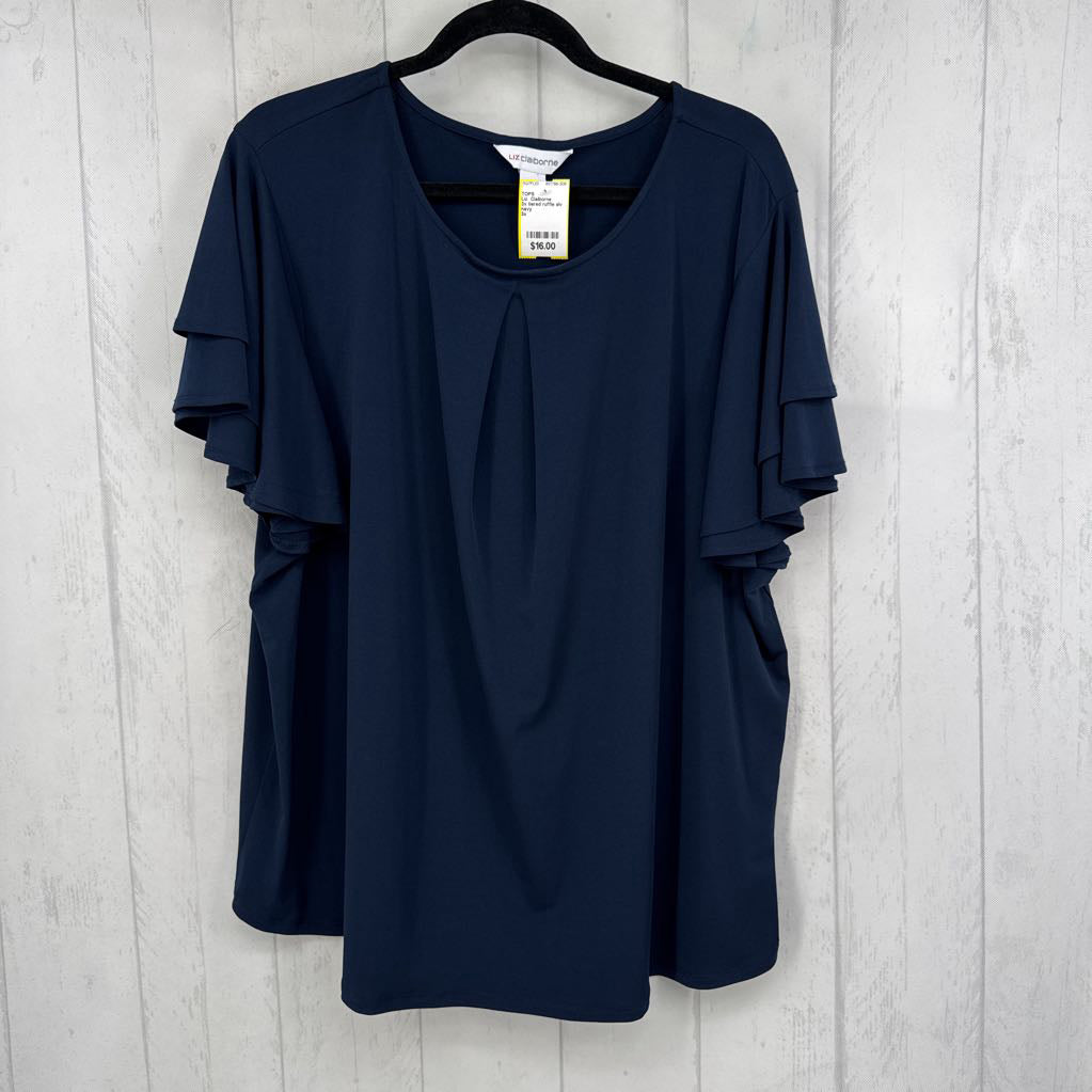 3x tiered ruffle slv pleated top