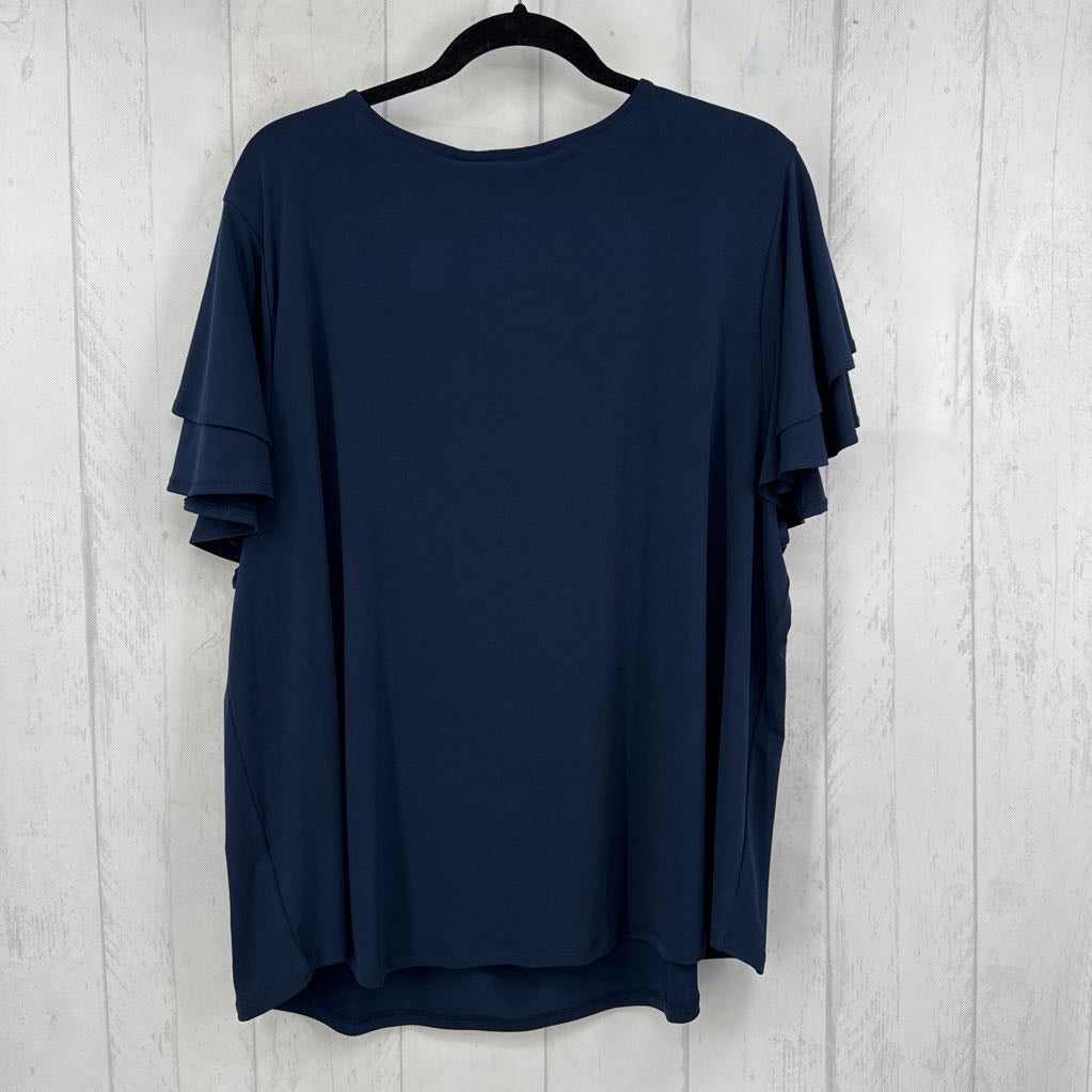 3x tiered ruffle slv pleated top
