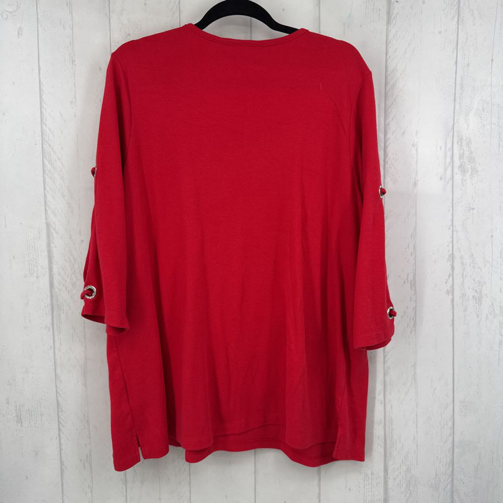 2x embellished split slv top