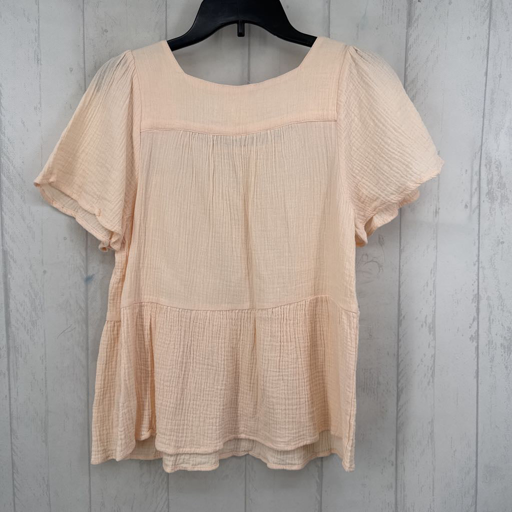 S gauze diamond embroidered s/s top