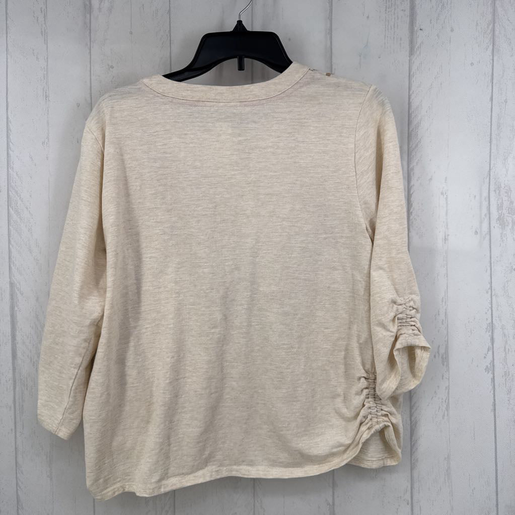 Lp flo embroidered ruched 3/4 slv top