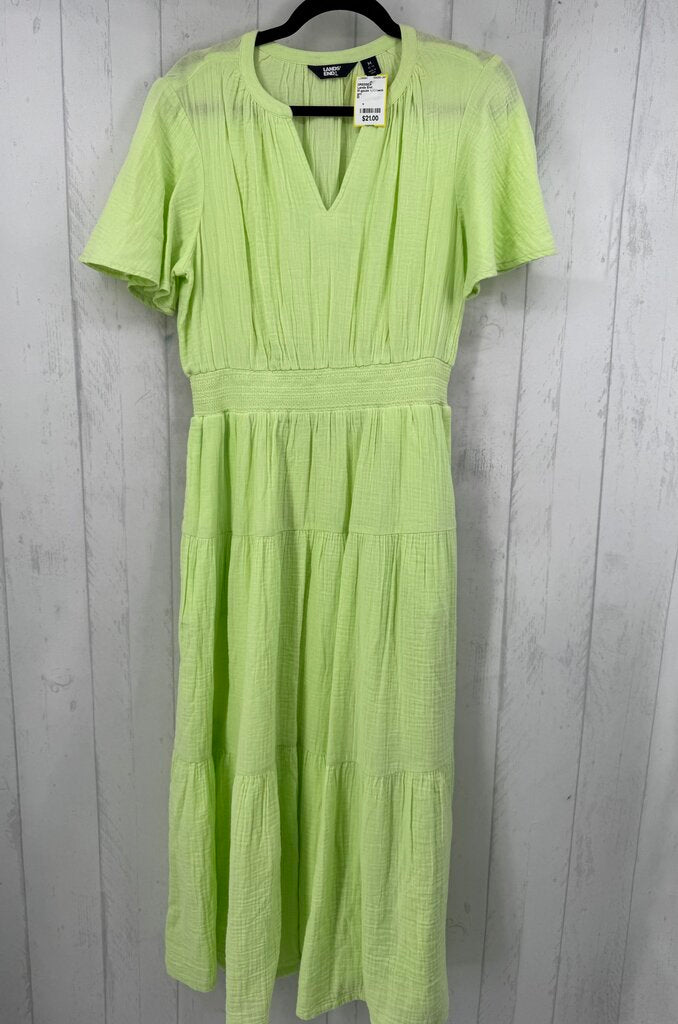 M gauze split neck tiered s/s dress