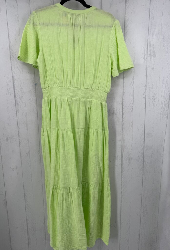M gauze split neck tiered s/s dress