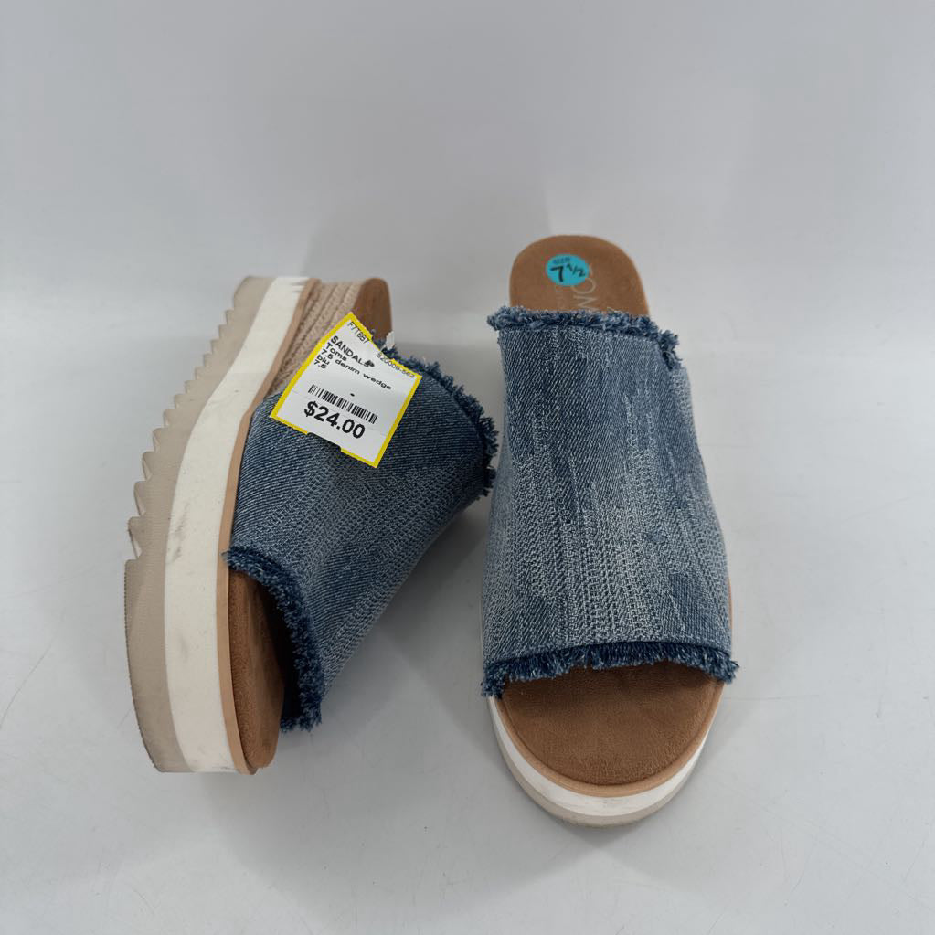 7.5 denim wedge heel sandal