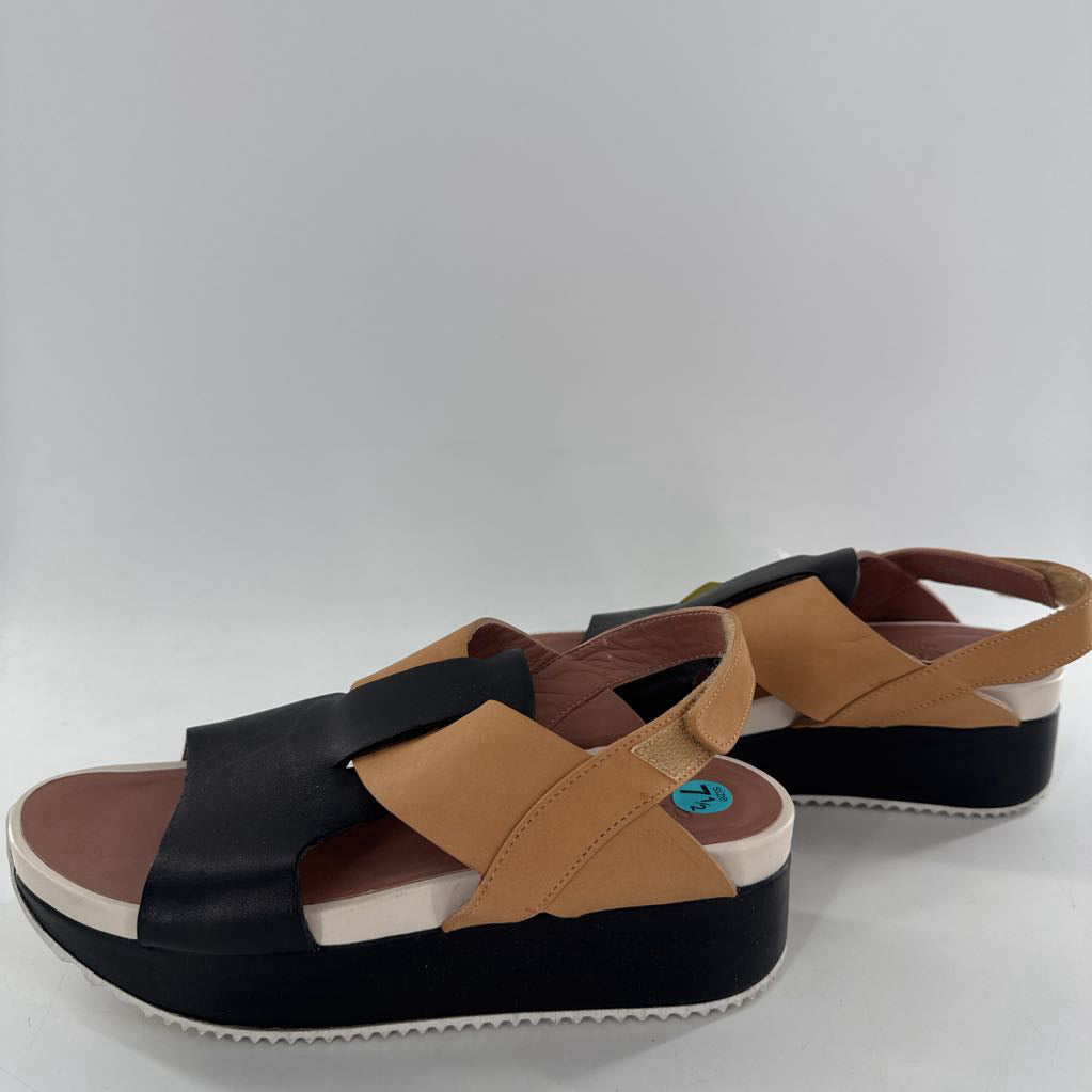 7.5 colorblock leather ankle strap sandal