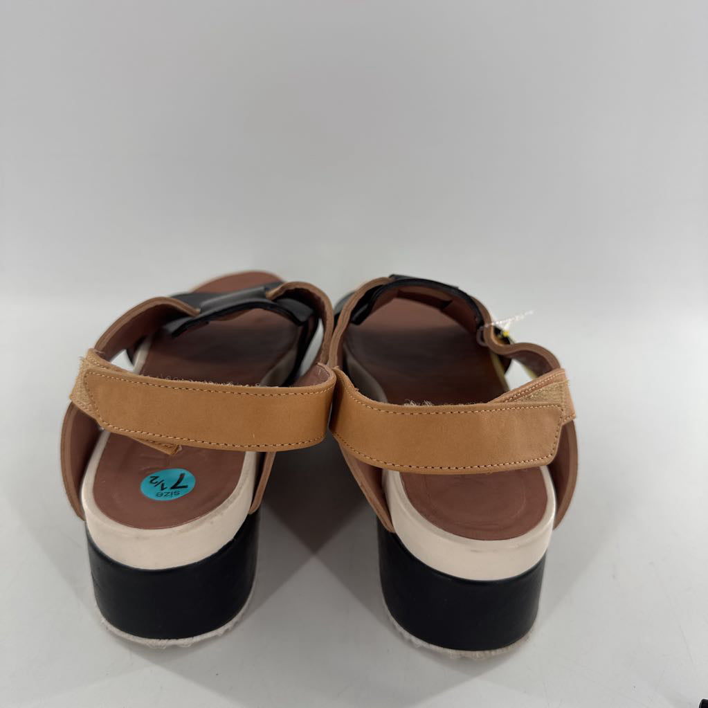 7.5 colorblock leather ankle strap sandal