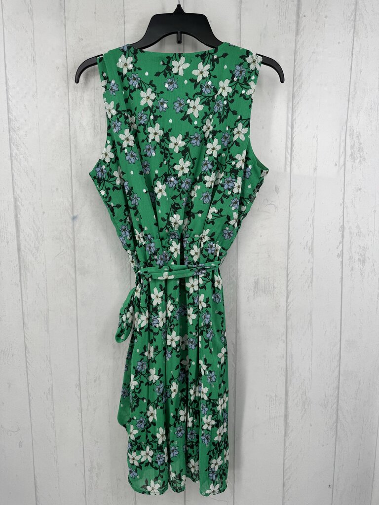M flo print v-neck belted slvls dress