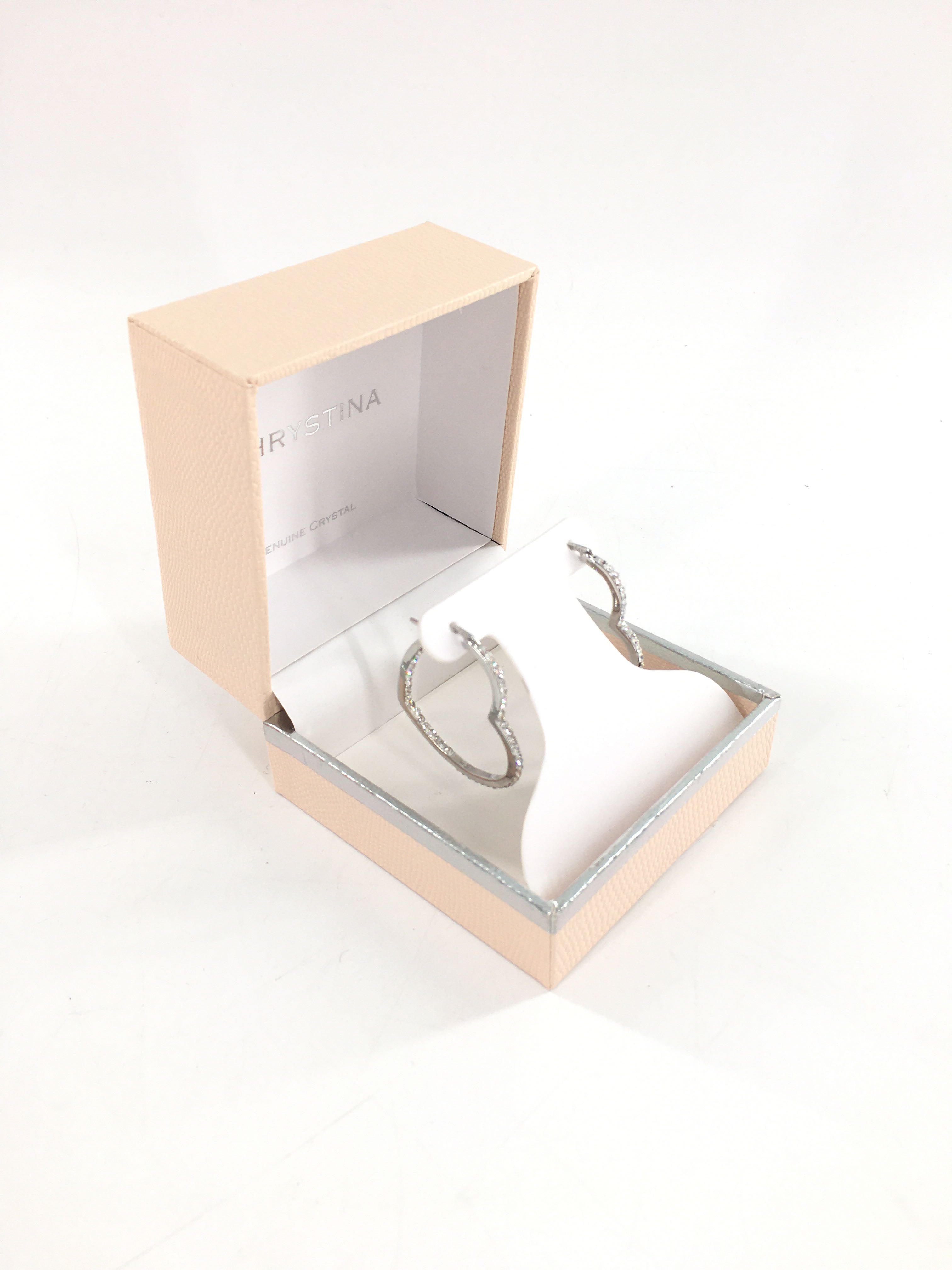 crystal heart shape hoop earrings