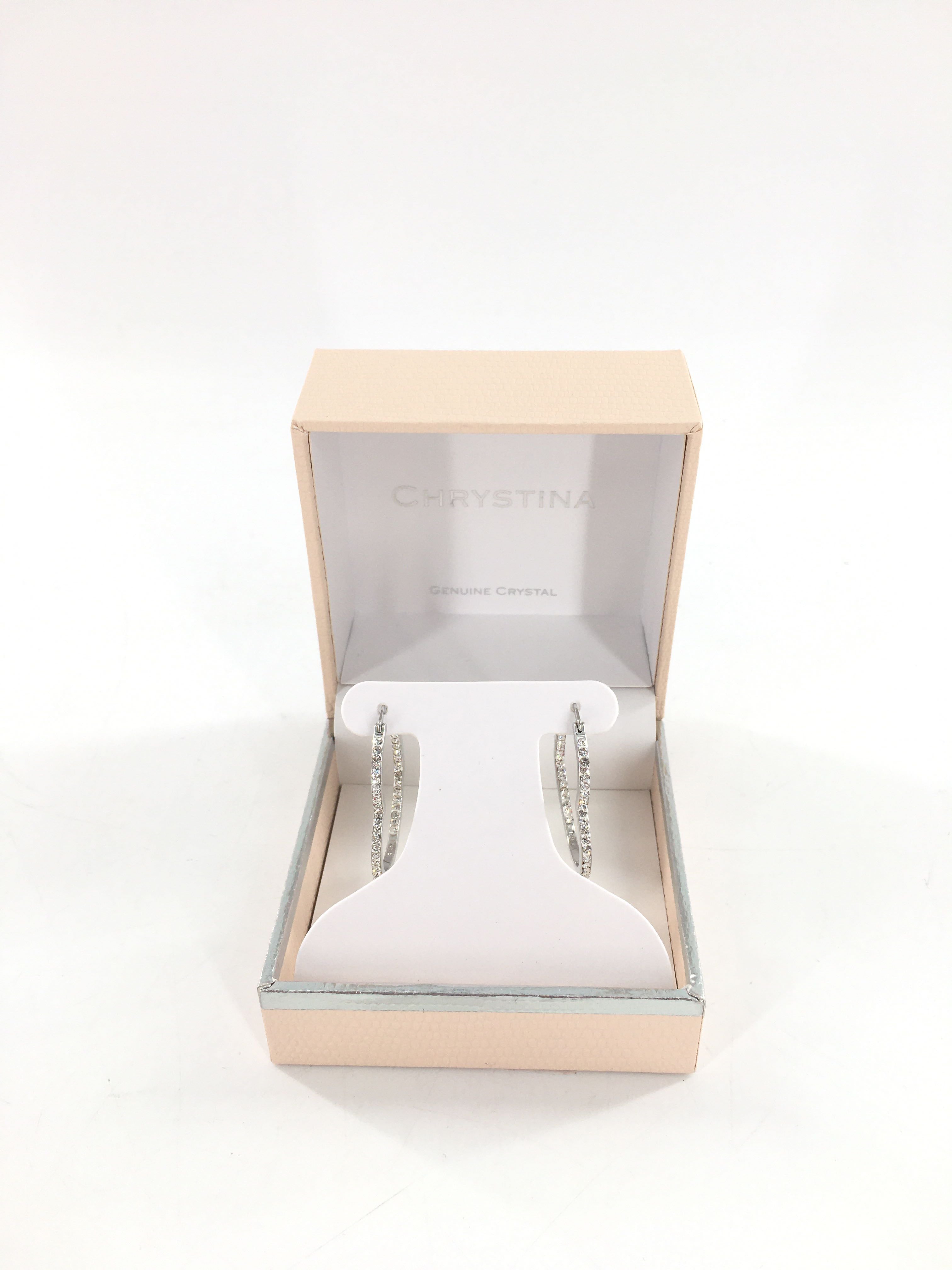 crystal heart shape hoop earrings