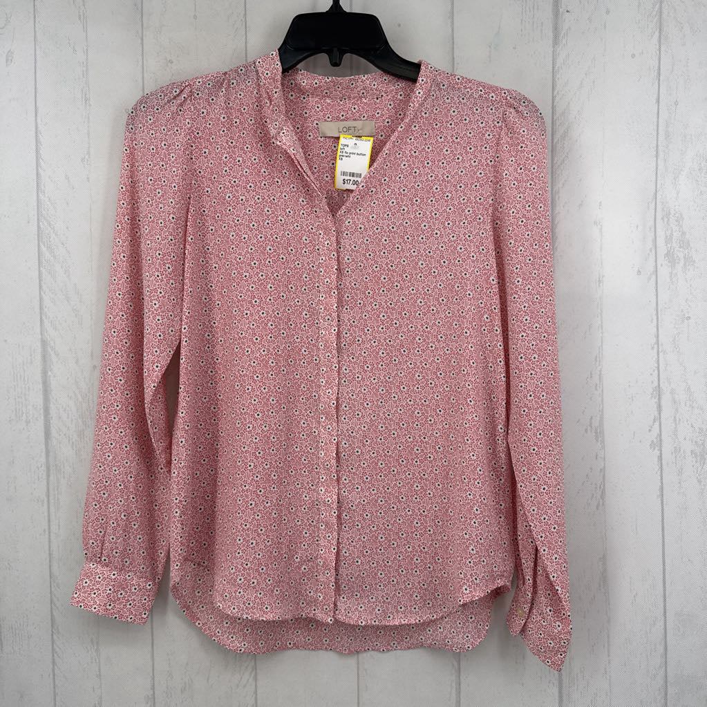 XS flo print button down l/s top