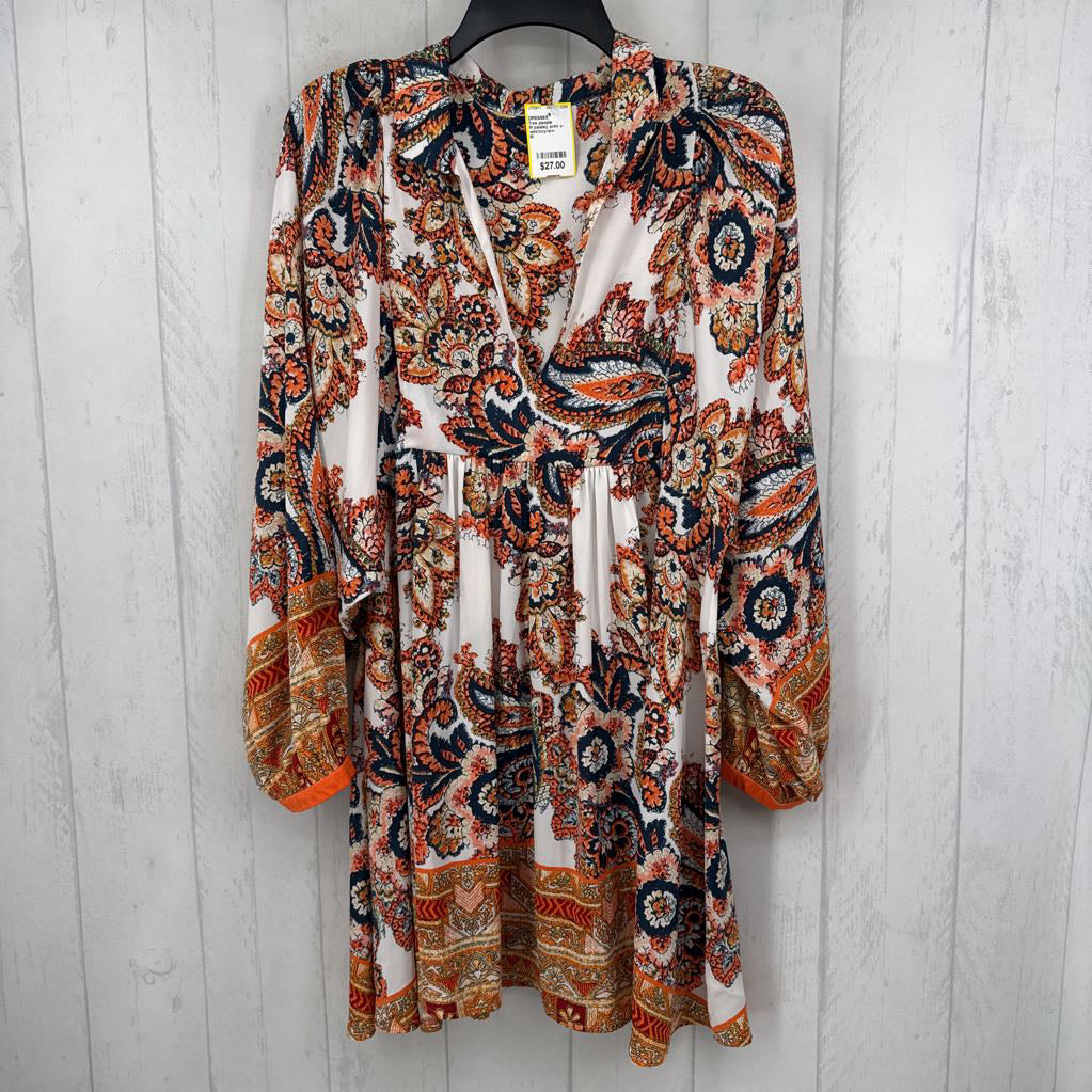 M paisley print v-neck l/s dress