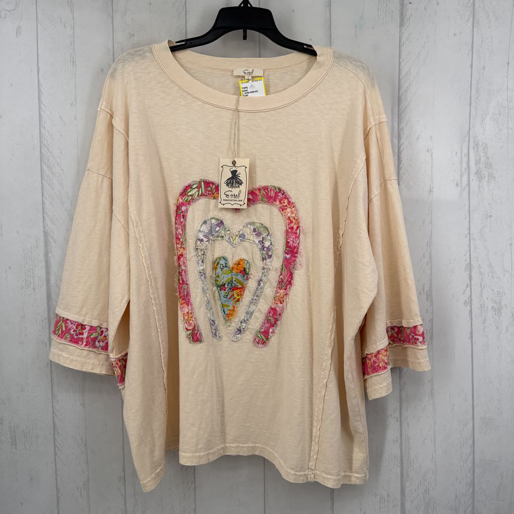 L embroidered heart oversized tee