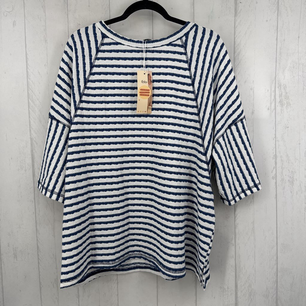 2XL striped drop shoulder top