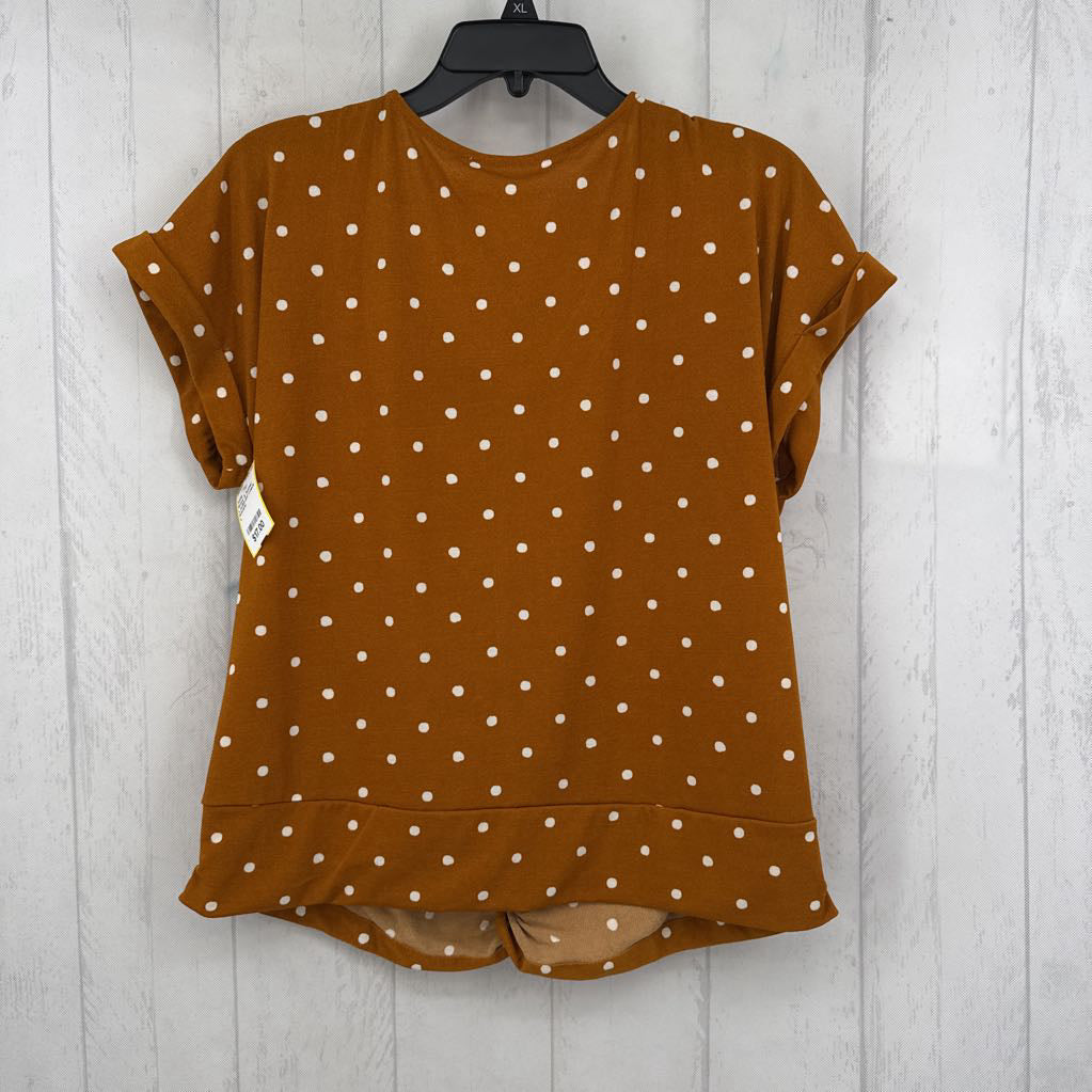 L polka-dot v-neck s/s top