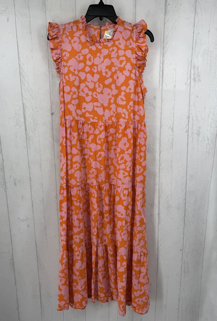 M animal print slvls tiered dress