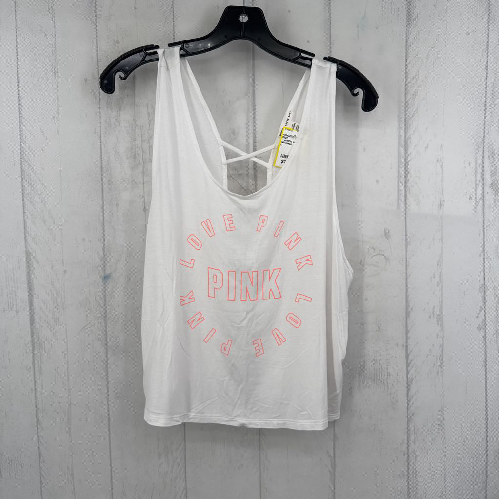 L graphic open back tank