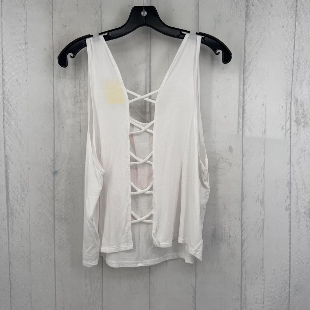 L graphic open back tank