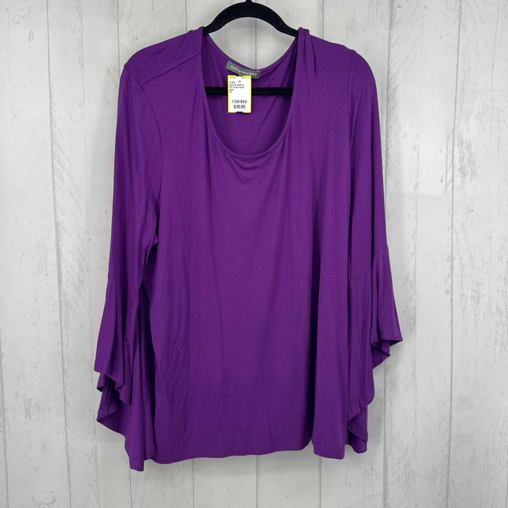 2X round neck flutter slv tee