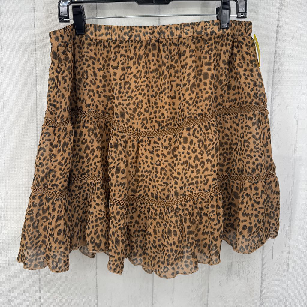 L animal print tiered skirt