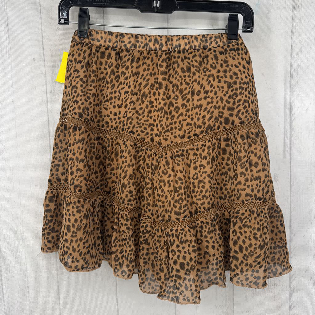 L animal print tiered skirt