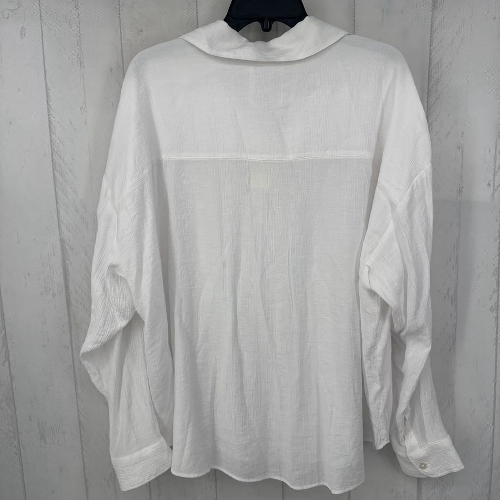 XL 2pc textured button down l/s top & shorts set