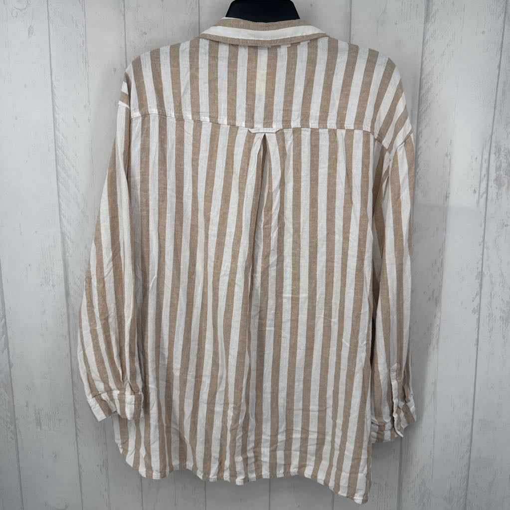 XL 2pc striped button down l/s top & shorts set