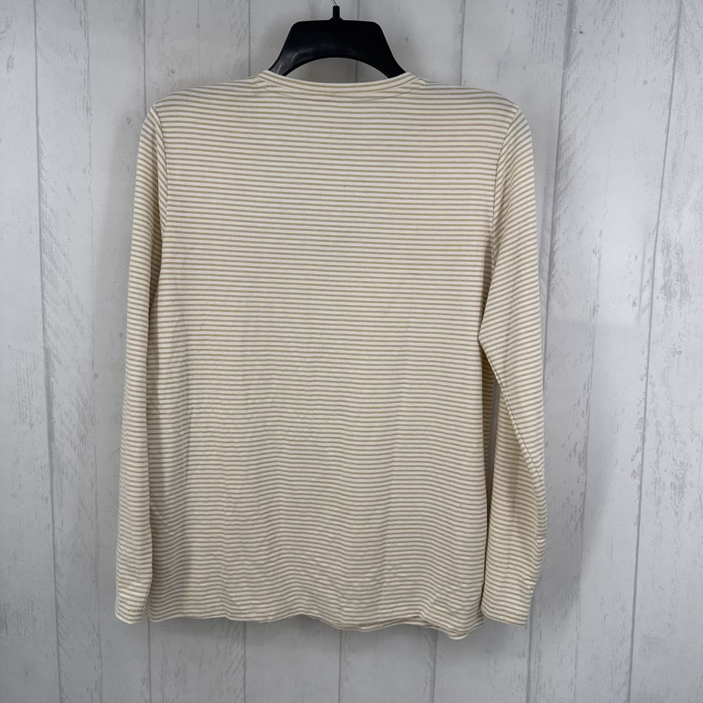 M striped v-neck l/s top