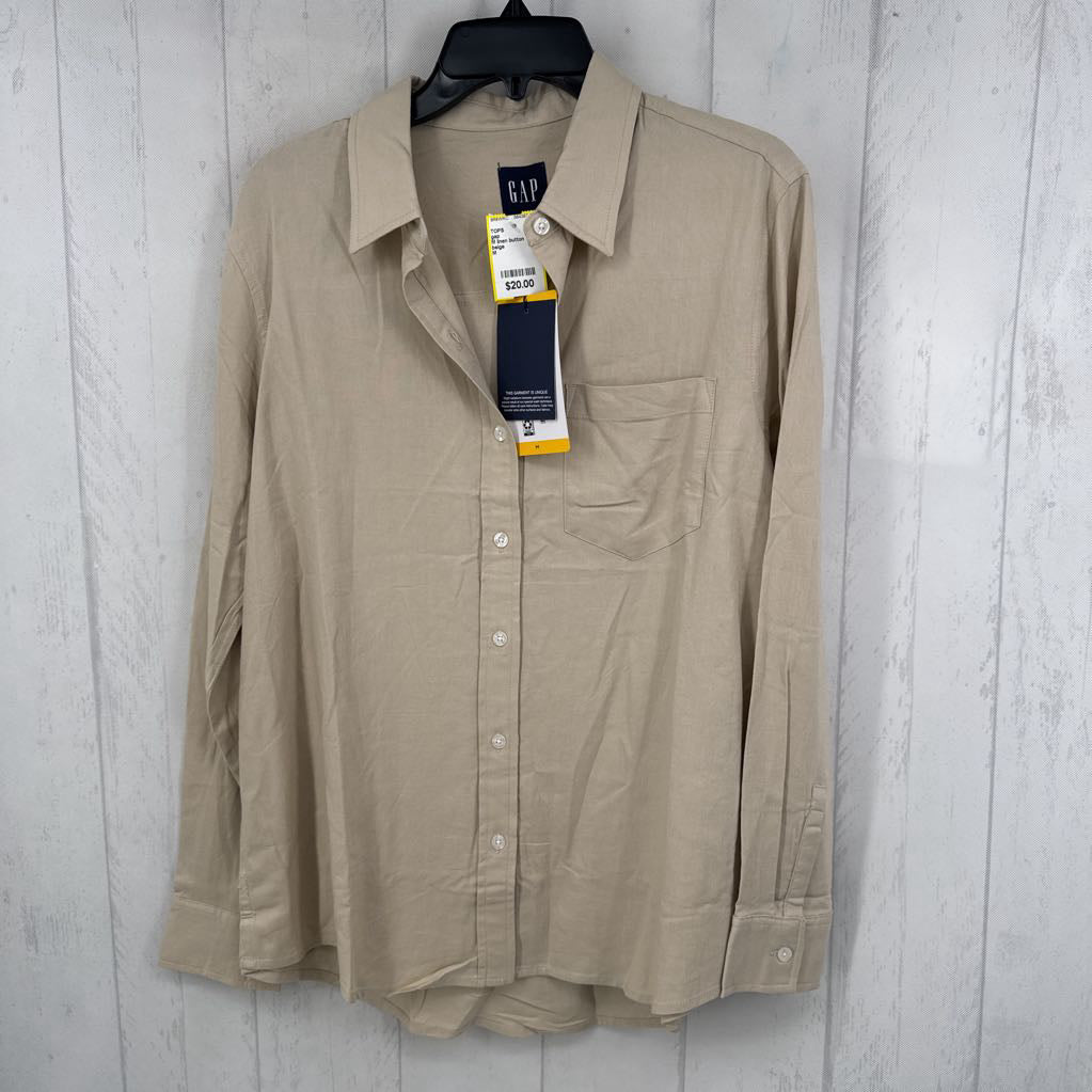 M linen button down l/s top