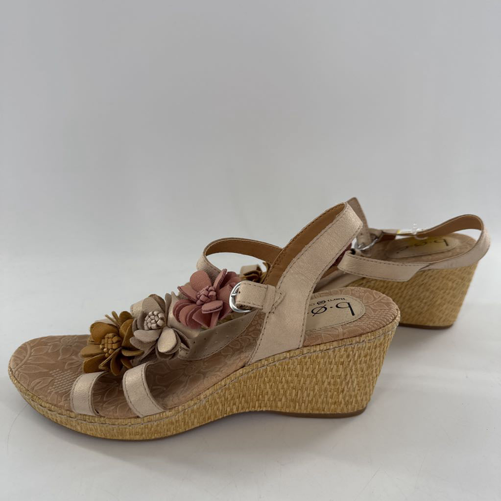 9 leather flowers wedge heel sandal
