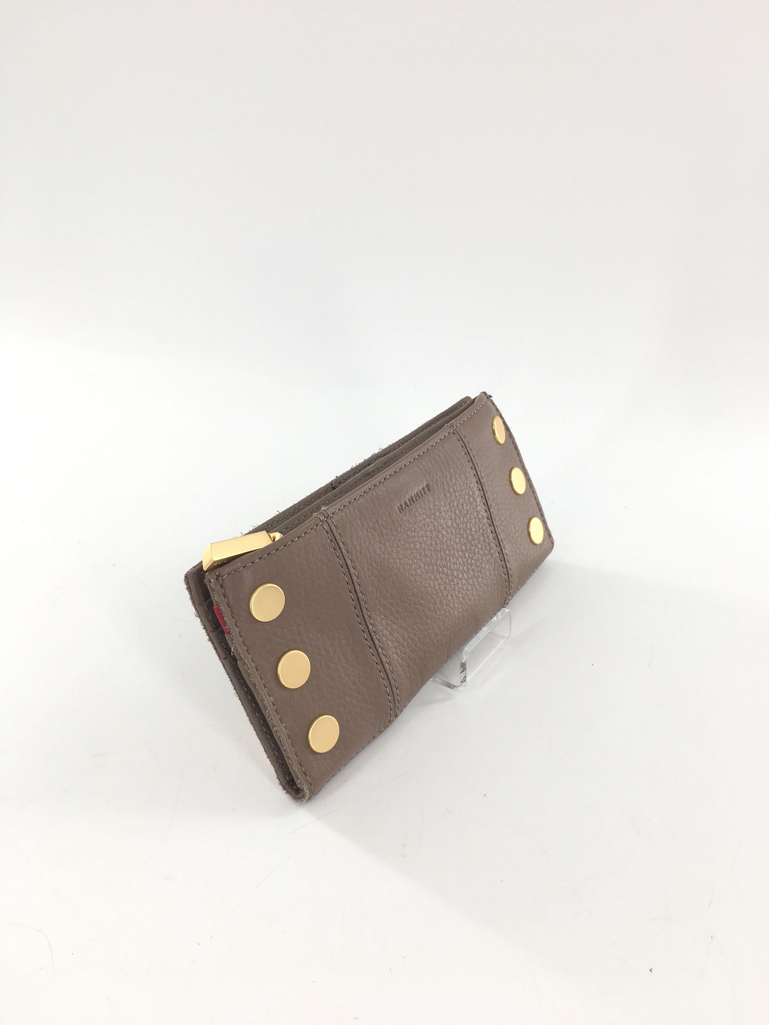 leather w/ gold hardware bi-fold wallet